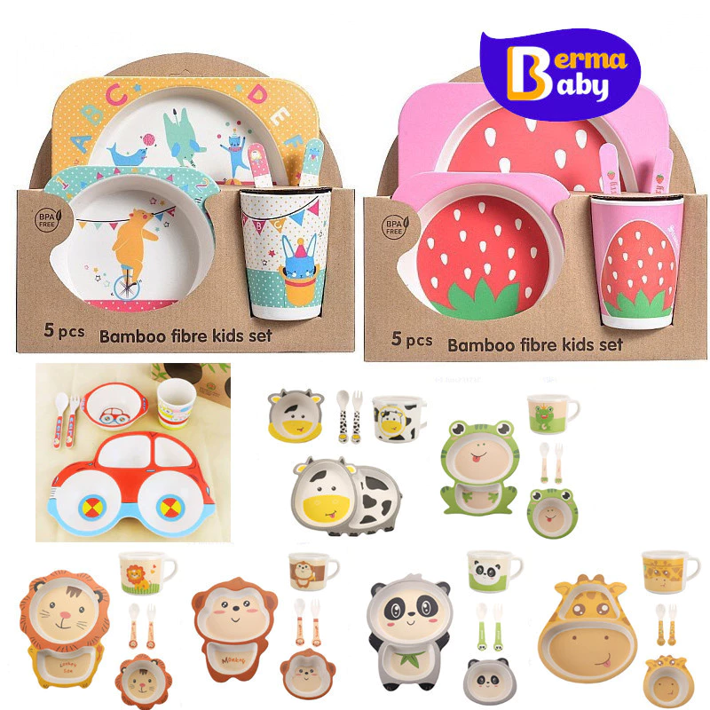 Berma Baby ชุดอุปกรณ์ทานอาหารเด็ก 🎉 ลายการ์ตูนสุดน่ารัก