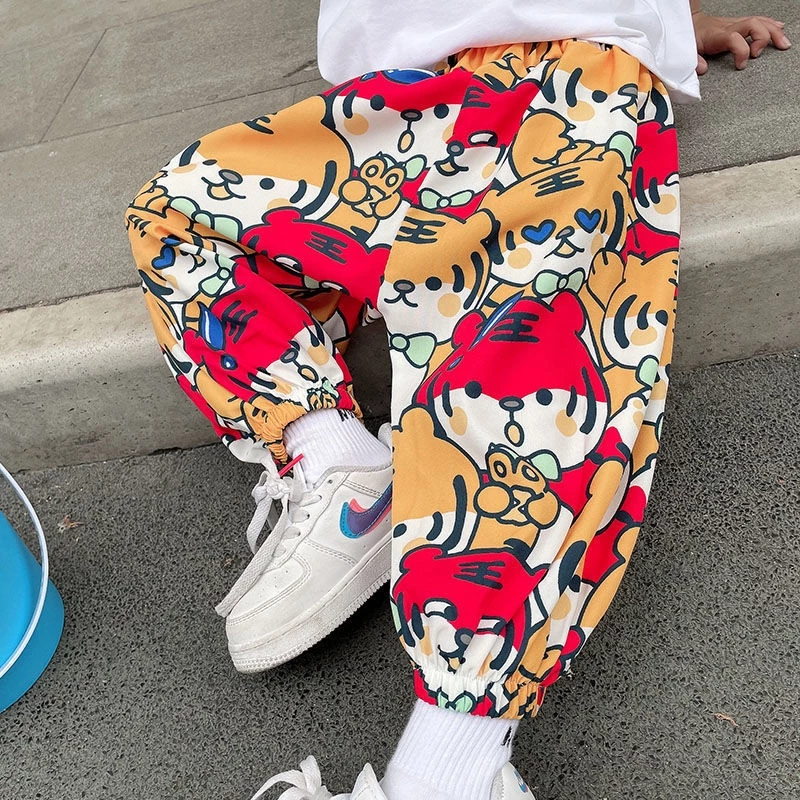 กางเกงบานเกอร์เด็ก ลายการ์ตูน กันยุง ใส่ในฤดูร้อน