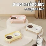 ชามเซรามิก 2 หลุม ปกป้องคอแมว กันมด