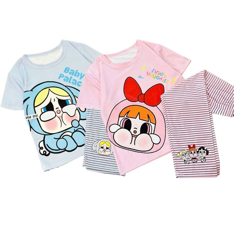 ชุดลำลองน้องบู้ เสื้อโอเวอร์ไซส์ กางเกงขาสามส่วน สุดน่ารัก