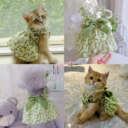 ชุดเดรสสุนัขและแมว – ลายดอกไม้สุดน่ารัก