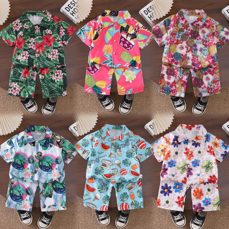 ชุดเด็กสงกรานต์ ลายดอกฮาวาย สดใสรับซัมเมอร์