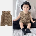 จั๊มสูทเด็กหญิงพิมพ์ลายเสือดาว สุดน่ารักสำหรับเด็ก 0-2 ปี