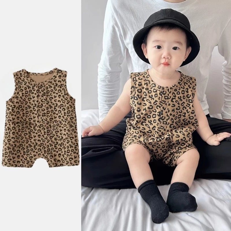 จั๊มสูทเด็กหญิงพิมพ์ลายเสือดาว สุดน่ารักสำหรับเด็ก 0-2 ปี