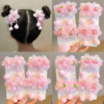 ยางมัดผมห้อยดอกไม้สีชมพู สุดน่ารักสำหรับเจ้าหญิงตัวน้อย 👑
