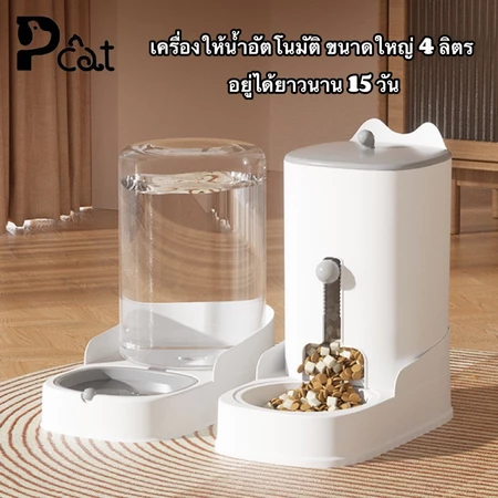 เครื่องให้อาหารและน้ำแมว 2IN1