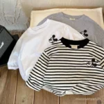 เสื้อยืดเด็กแขนยาวผ้าฝ้ายแท้ ลายการ์ตูนสดใส ใส่สบาย