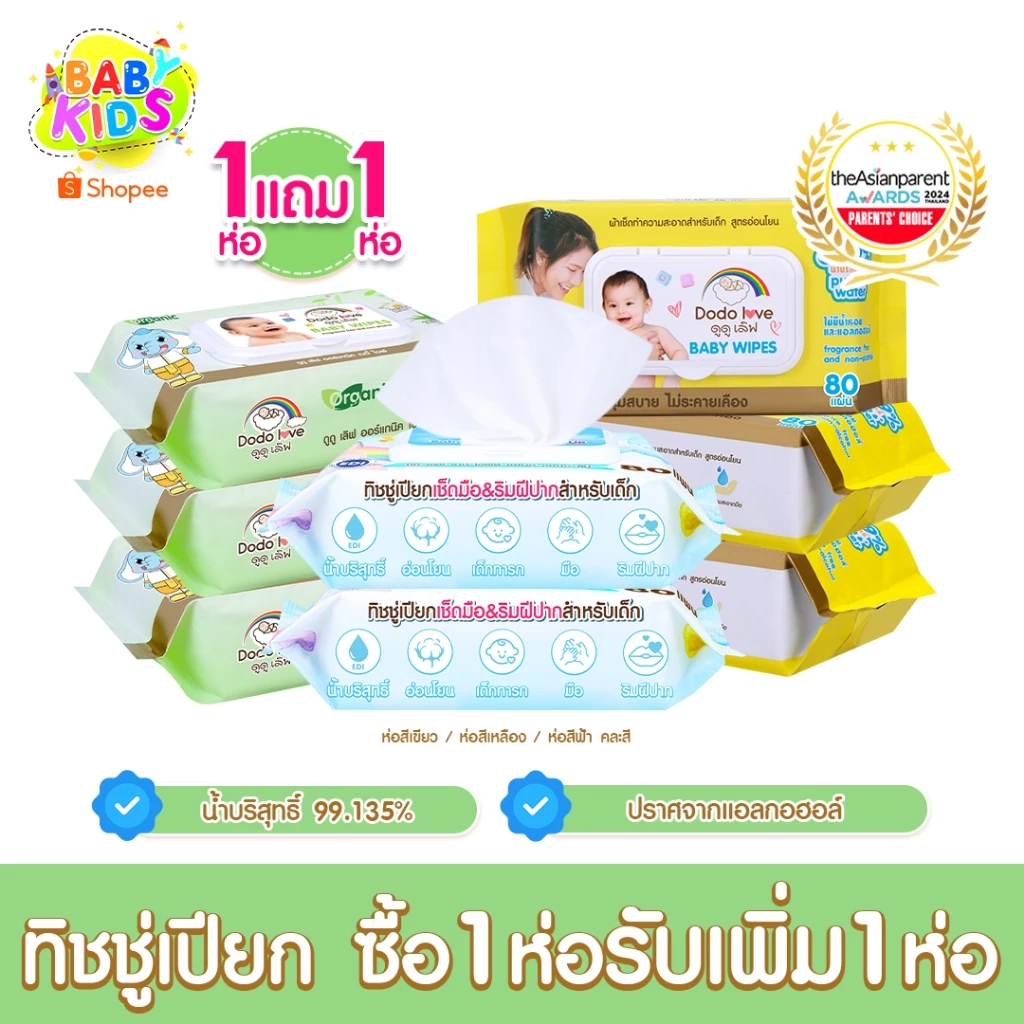 🍼 Babykids Natural Wipes ผ้าเช็ดเด็ก ออร์แกนิค