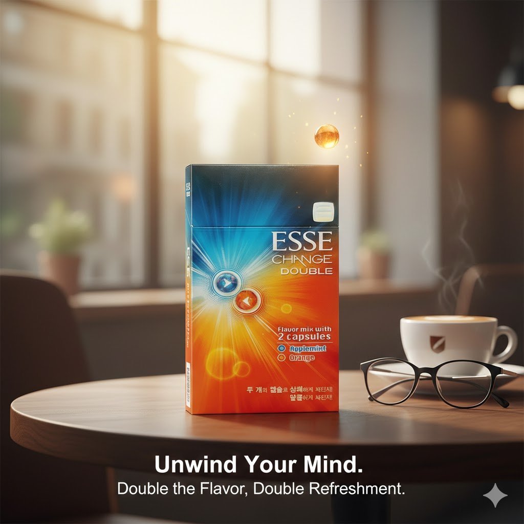 ซองบุหรี่ Esse Change Double Orange สีส้มสดใส ดีไซน์ทันสมัยแบบ 2 เม็ดบีบ